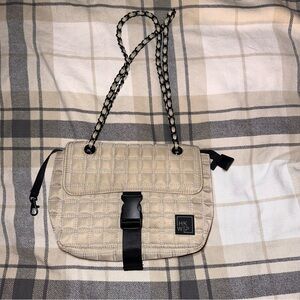 HKW Beige Quilted Crossbody Bag
